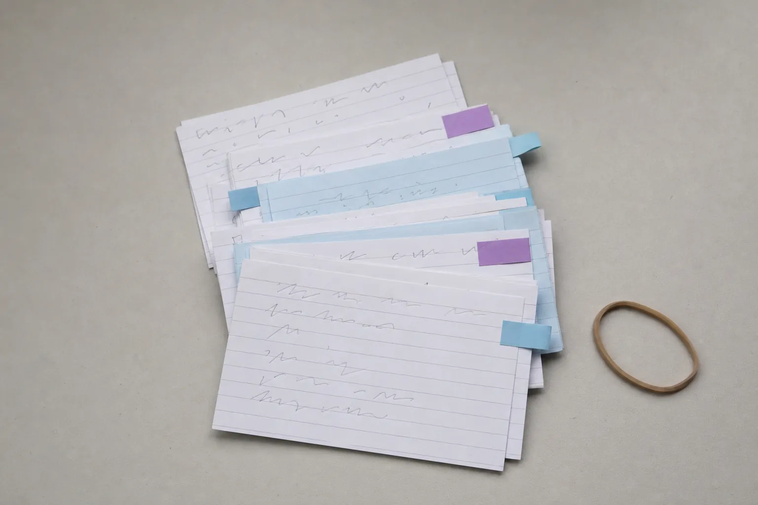 A fanned stack of index cards